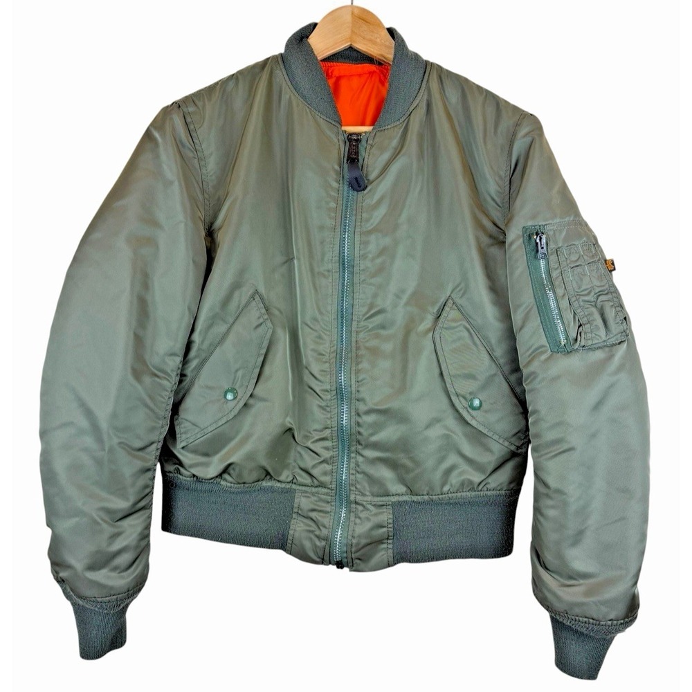 Vintage ALPHA INDUSTRIES MA-1 Flyer USAF MIL-J-82790J Reversible Jacket S USA